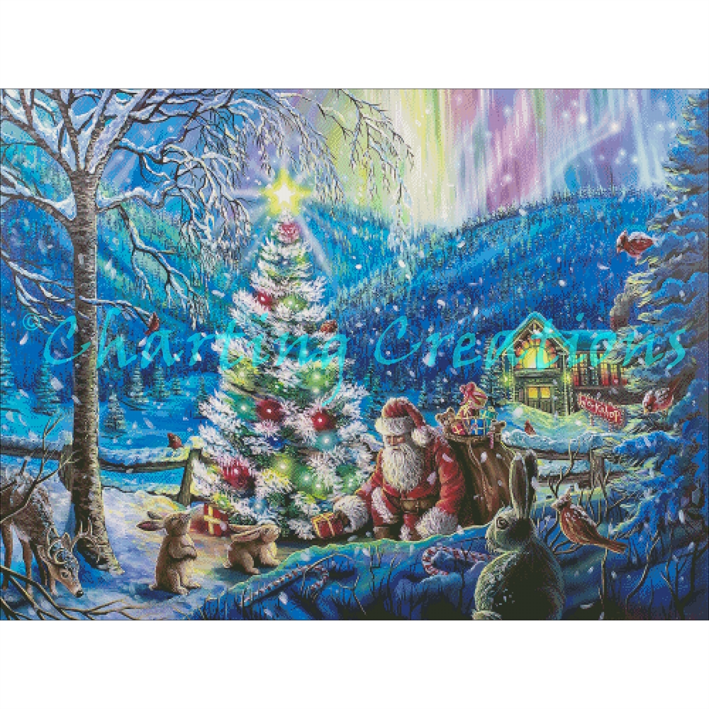 Christmas Scene Santa And Animals